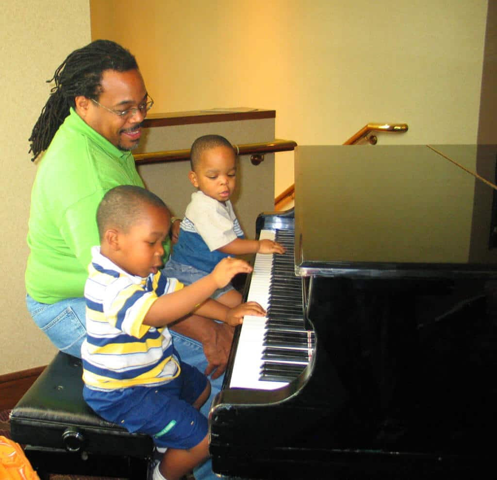 family at piano